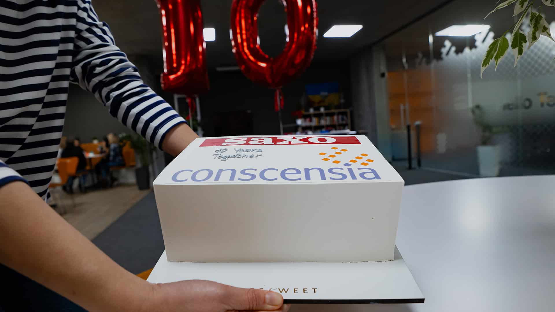 '10 Years Together' Cake Celebrating Conscensia and Saxo's 10-Year Anniversary in Lviv Office